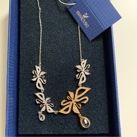 New Swarovski Crystal Permanent Swanflower Necklace - Picture 2 of 5